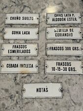 Letrero vintage de cerámica de porcelana con texto español (4,25" x 1,25") decoración de restaurante/bar segunda mano  Embacar hacia Argentina