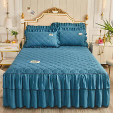 Luxury Mattress Cover Ruffle Skirt Quilt Elastic Fitted Single Double Bedspread, used for sale  Shipping to South Africa