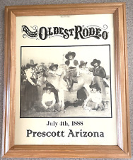 World's Oldest Rodeo Wood Framed Print July 4th 1888 Prescott Arizona 16” x 13” for sale  Shipping to South Africa