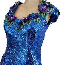 Vintage Alyce Designs Dress Womens XS Blue Sequin Lined Prom Pageant Tango Dance for sale  Shipping to South Africa