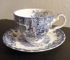 Vintage Johnson Bros Blue & White Cup & Saucer, Coaching Scenes Hunting Country for sale  Shipping to South Africa
