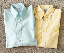 Camisa polo masculina Brooks Brothers original com botões M azul sólido amarela lote 2 comprar usado  Enviando para Brazil