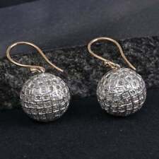 Pave Diamond Ball Hook Earrings 925 Sterling Silver Fine Jewelry For Her til salgs  Frakt til Norway