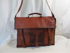 18"X14" Men Large Briefcase Vintage Leather Satchel Messenger Office Laptop Bag for sale  Shipping to South Africa
