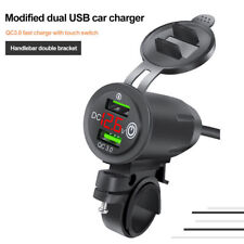 Guidão de motocicleta 12V 2 USB QC 3.0 carregador soquete voltímetro 2 interruptores e montagem comprar usado  Enviando para Brazil