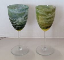 Rare 1976 Set Of 2 Steve Maslach Studio Art Glass Crystal Wine Goblets Signed, used for sale  Shipping to South Africa