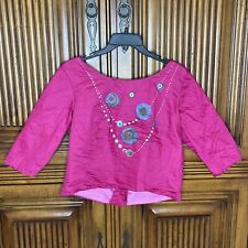 Blusa feminina Alfred Shaheen média rosa quente pintada à mão arte para usar botão atrás comprar usado  Enviando para Brazil