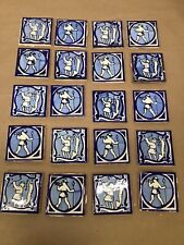 Lote de (24) Azulejos Antiguos Vintage Únicos, Trivet Art Pintados a Mano Azul/Blanco, usado segunda mano  Embacar hacia Argentina