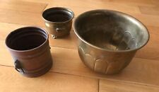 3x Vintage Brass /. Copper  Plant Pot, Cauldron & one with Lion handles  for sale  STOURBRIDGE