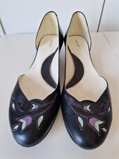 BRONX LADIES BLACK VIOLET KITTEN HEEL POMPEI SHOES SIZE 40 UK 7, used for sale  Shipping to South Africa