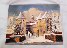 Vintage Gabriel Mazurkiewicz Signed Painting Warsaw Barbican Poland '90 Warszawa na sprzedaż  Wysyłka do Poland