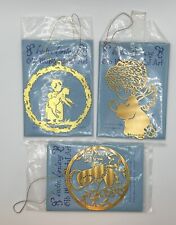 VTG Kristin Kjorlaug Set 3 Brass Christmas Ornaments 1976 Boy Girl Angel Lamb for sale  Shipping to South Africa