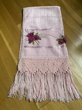Toalha de crochê com franjas Dohler feita no Brasil rosa com rosas comprar usado  Enviando para Brazil