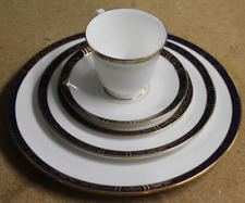 5 Pc Royal Worcester China England Mountbatten Cobalt Blue & Gold Dinner Setting for sale  Shipping to South Africa