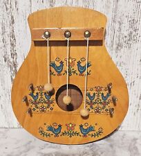 Vintage Door Harp Handpainted Chime 3 String Wooden Wood 10x9x1  Birds Flowers for sale  Shipping to South Africa