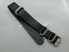 Used, New Geckota Zuludiver 20mm Genuine Leather Black Zulu Military Watch Strap XG20 for sale  Shipping to South Africa