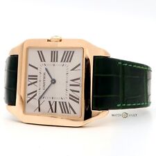 Cartier Santos Dumont ouro rosa 18K corda manual mostrador prata pulseira verde W2006951 comprar usado  Enviando para Brazil