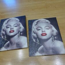 Vintage used 2 pcs.canvas wall decor pictures of Marylin Monroe +handmade detail for sale  Shipping to South Africa