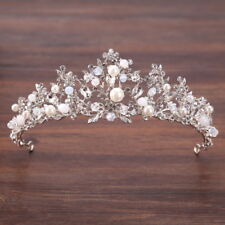 5cm Tall Flower Crystal Beads Pearl Wedding Queen Princess Prom Tiara Crown for sale  Shipping to South Africa