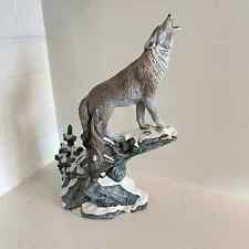 Howling Wolf on Snowy Rocks Ceramic Statue Sculpture for sale  Shipping to South Africa