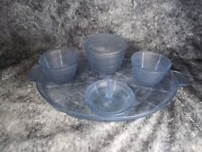 Vintage Art Deco Frosted Blue Glass Vanity Dressing Table Set for sale  Shipping to South Africa
