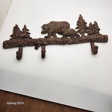 CAST IRON Coat Hat Rack Bears Trees 13”x6”x1 1/2” Mama Bear for sale  Shipping to South Africa