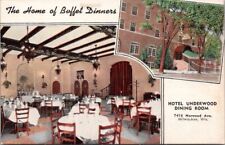 Cartão postal 1940 Milwaukee WI "HOTEL UNDERWOOD SALA DE JANTAR "jantares buffet" linho comprar usado  Enviando para Brazil