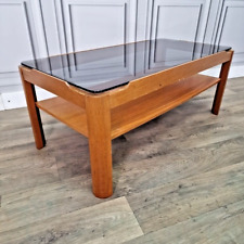Retro Vintage Mid Century Modern Myer Wood Glass Coffee Side Table Scandi Teak for sale  Shipping to South Africa