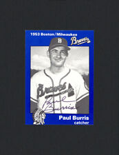 Paul Burris 1983 Fritsch 1953 Boston/Milwaukee Braves #14 - Signed Auto d. 1999 for sale  Shipping to South Africa