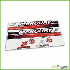 Mercury Outboard  Motor 25 HP Red Laminated Decals Sticker Kit Salt Blue Water for sale  Shipping to South Africa