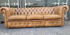 Three Seater  Tan Leather  Chesterfield Sofa for sale  LONDON