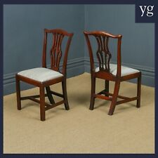 Antique English Pair of Georgian Chippendale Mahogany Office Desk Dining Chairs, used for sale  Shipping to South Africa