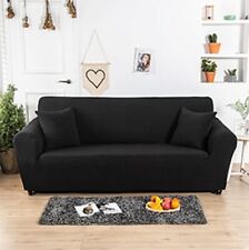 Sofa Slip Cover Stretch Couch Elasticated Jacquard Waffle Pattern Black 4 Seater for sale  Shipping to South Africa