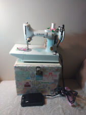 FINEST Vintage SINGER WHITE FEATHERWEIGHT Sewing Machine 221 A/O w CASE PERFECT for sale  Shipping to Canada