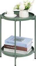 Round Side Table Metal End Table, 2-Tier Tray Coffee Table Grass Green for sale  Shipping to South Africa