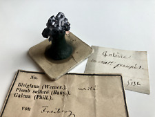 Galena thumbnail on antique display, Freiberg, ex. Krantz dealership with label for sale  Shipping to South Africa