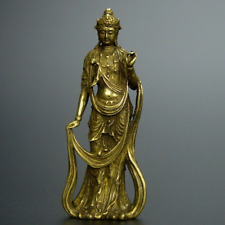 Antigua colección china hecha a mano bronce Guanyin Bodhisattva estatua de bolsillo segunda mano  Embacar hacia Argentina