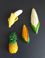 Vintage Refrigerator Magnets Banana Corn Pineapple Fruit & Vegetable Food - 4pc for sale  Shipping to South Africa