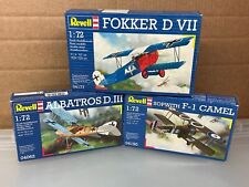Revell 1/72 WW1 Fighter Aircraft kits x 3, Fokker, Albatros, Camel for sale  POOLE