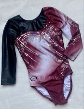 OZONE Gymnastics LEOTARD Black MAROON White SEQUIN BLING Ombré GK Competition YL for sale  Shipping to South Africa