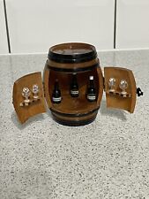 KITSCH WOODEN BARREL MADEIRA BOTTLES & GLASSES NOVELTY HOME BAR DECOR, used for sale  Shipping to South Africa