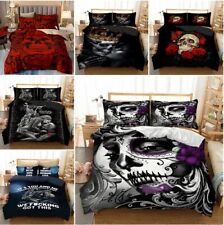 3D Skull Duvet Quilt Cover Gothic Bedding Set Single Double King Pillow Cases na sprzedaż  Wysyłka do Poland