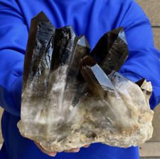 Grupo de cristal de cuarzo negro natural grande de 6 libras espécimen mineral crudo segunda mano  Embacar hacia Mexico