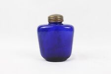 1900s Viejo Antigüedad Azul Cobalto Perfume Petaca Rústico Grueso Latón Tapa, usado segunda mano  Embacar hacia Argentina