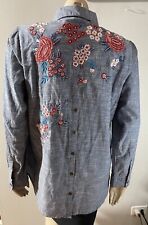 Camisa bordada para mujer Sahalie L floral Chambray segunda mano  Embacar hacia Mexico