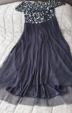 Ladies Navy evening, prom, bridesmaid dress, bardot style sequin top Size 10 for sale  Shipping to South Africa