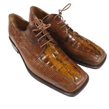 Sapatos sociais masculinos David Eden Hornback crocodilo e lagarto biqueira quadrada marrom - tamanho 9 comprar usado  Enviando para Brazil