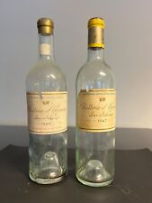 Very Rare  pair of Château d'Yquem 1946 & 1947 vintage empty Wine Bottles for sale  Shipping to South Africa