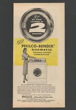 PHILCO-BENDIX DUOMATIC. Combinación lavadora-secadora - anuncio impreso vintage de 1957, usado segunda mano  Embacar hacia Argentina