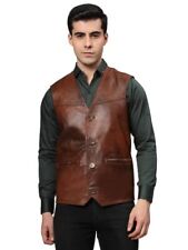 CHARMSHILP Brown Genuine Leather Waist Coat Waistcoat Vest Jacket For Men's for sale  Shipping to South Africa